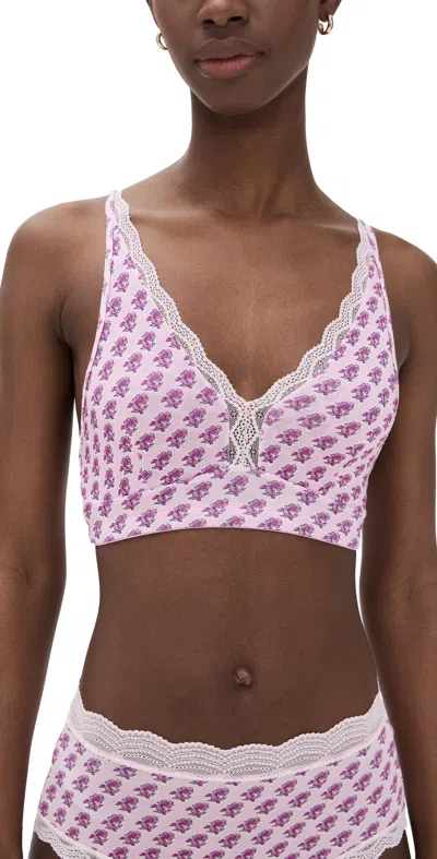 Stripe & Stare X Marea The Lace Plunge Bralette Marea Flower Stamp In Purple