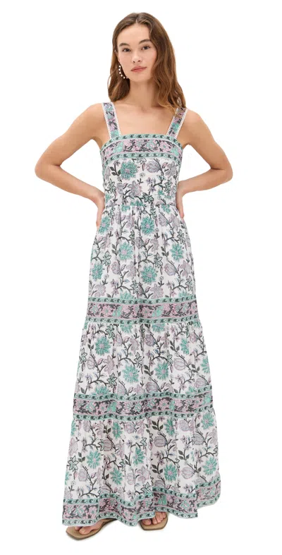 Bell Fran Maxi Dress Light Turq Purple Floral In Blue
