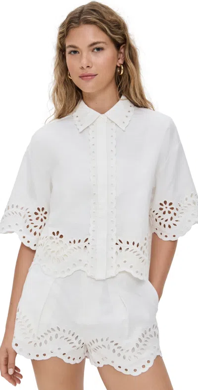 Endless Rose Embroidered Shirt And Strapless Top Set White In White