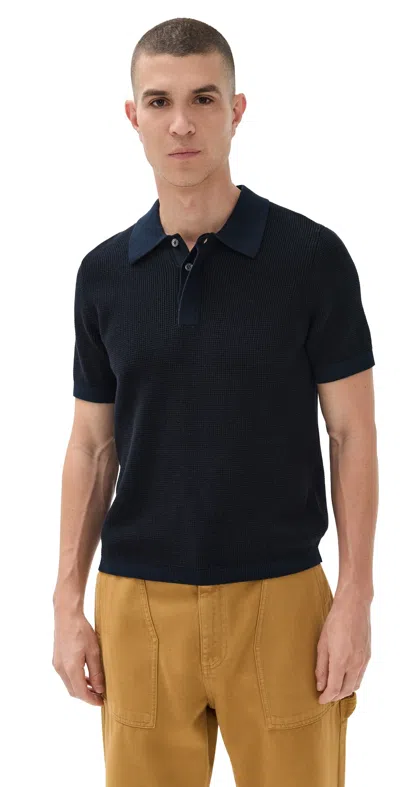 Awet Girma Knit Polo Black In Blue