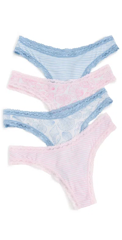 Stripe & Stare X Marea Thong Four Pack Marea Seashell Stripe In Multi