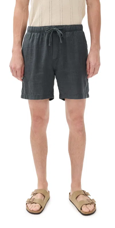 Faherty Essential Linen Shorts 6.5 Washed Black In Black