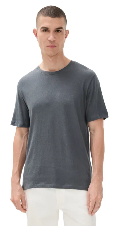 Vince Loose Knit Short Sleeve Crew Tee Liberty In Gray