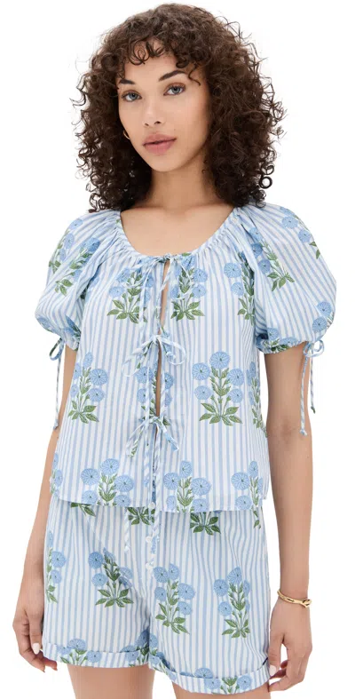 Saylor Rheese Block Print Top Multi In Blue