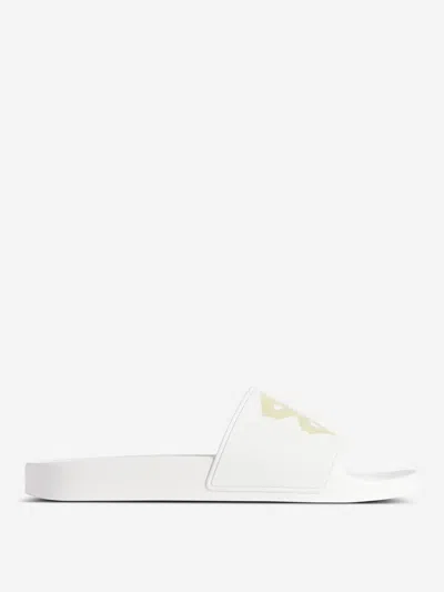 Balenciaga Slide Logo Flip Flops In White