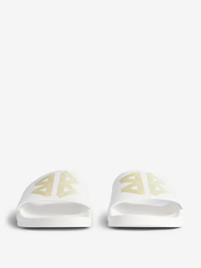 Balenciaga Slide Logo Flip Flops In White