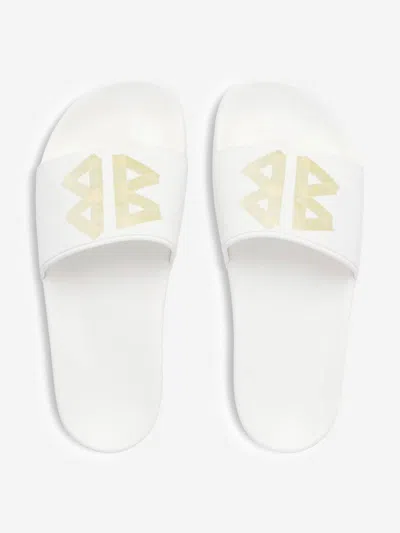 Balenciaga Slide Logo Flip Flops In White