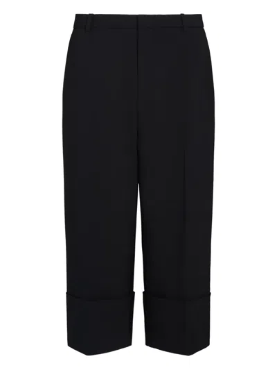 Vince Cuffed Wide-leg Trousers In Black