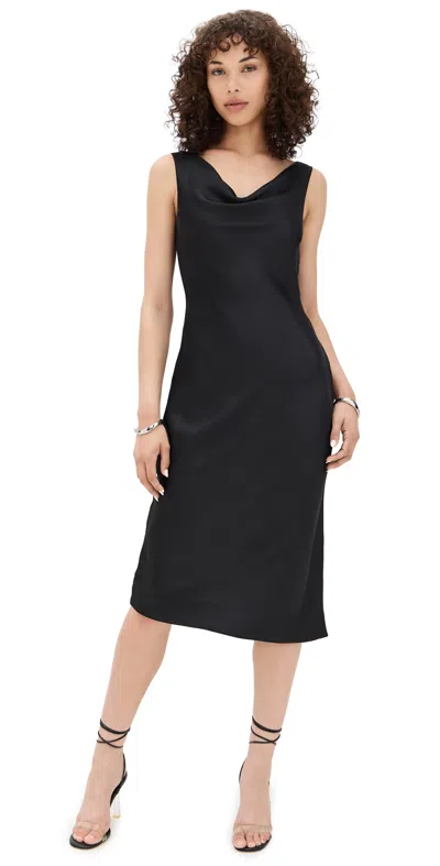 Norma Kamali Drape-neck Midi Dress In Black