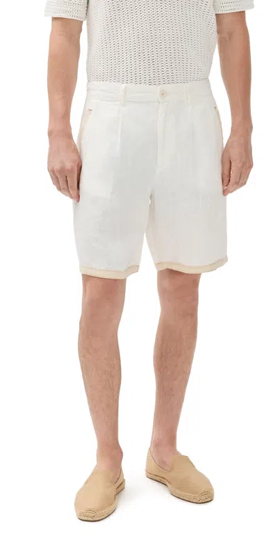 Awet Nazret Pleated Linen Shorts 9 White In White