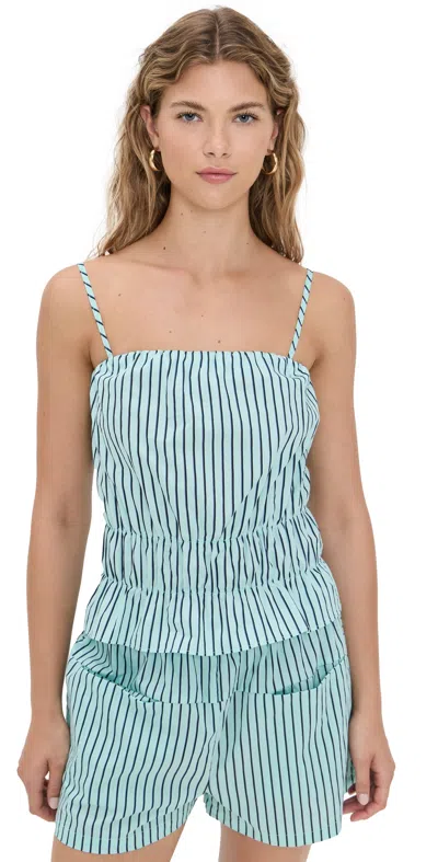 Lna Pali Top Teal Navy Stripe In Green