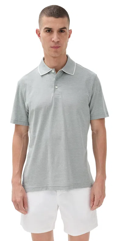 Faherty Short Sleeve Movement Pique Polo Moss Stone Melange In Gray