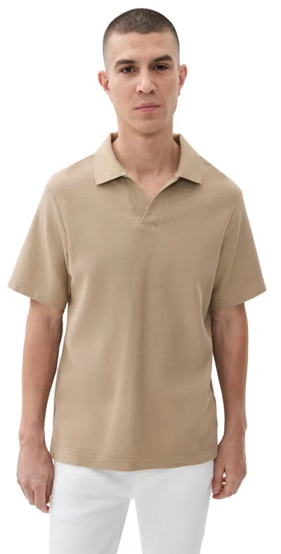 Frame Short Sleeve Jacquard Polo Summer Beige In Brown