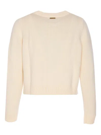 Michael Michael Kors Soft Ecru Cardigan With Button Closure In Neutral