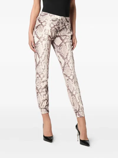 Philipp Plein Python-print Drawstring Trousers In Animal Print