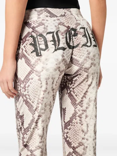 Philipp Plein Python-print Drawstring Trousers In Animal Print