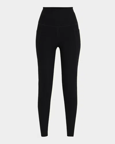 Beyond Yoga Spacedye Out Of Pocket High Waisted Midi Legging In Darkest Night In Black