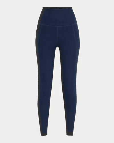 Beyond Yoga Out Of Pocket Space Dye High-waist Mid Leggings In Blue