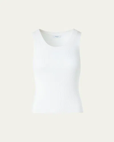 Akris Punto Crewneck Cotton Rib Tank Top In White