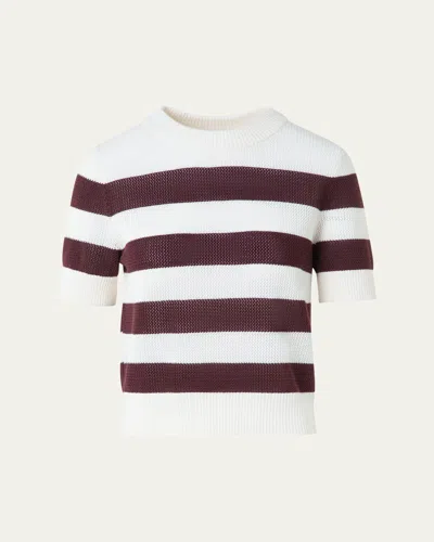 Akris Punto Colorblock Short Sleeve Virgin Merino Wool Sweater In Multi