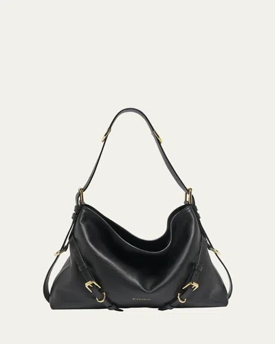 Givenchy Medium Voyou Buckle Shoulder Bag In Tumbled Leather In Black