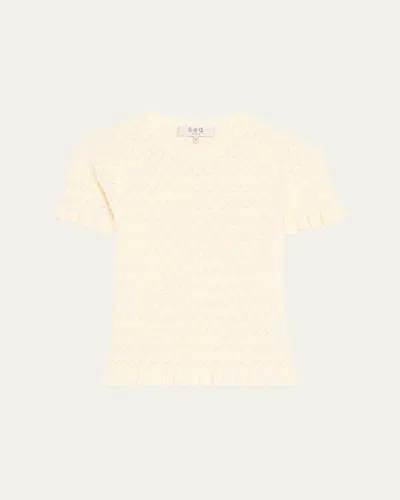 Sea Rue Fine Knit Short-sleeve Top In Neutral