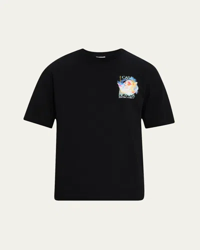 Casablanca Crew Neck Graphic Print Short Sleeves In Black