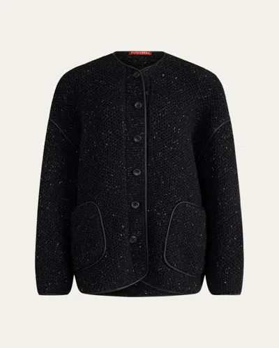 Altuzarra Medrano Oversize Merino Wool Blend Knit Jacket In Black