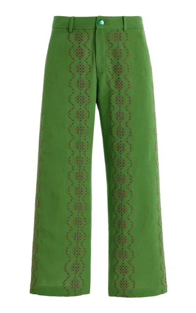 La Veste Punto De Cruz Cotton Pants In Green