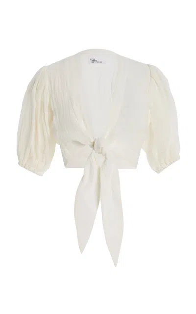 Lisa Marie Fernandez Pouf Linen Gauze Tie Top In White