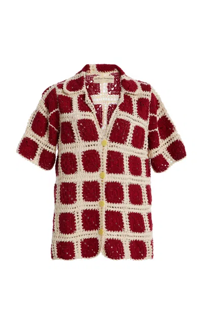 All That Remains Exclusive Dillon Crocheted Cotton Shirt In Red