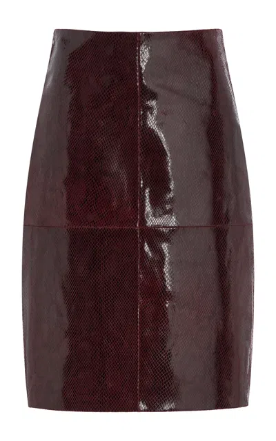 Rohe Snake-effect Leather Skirt In Brown