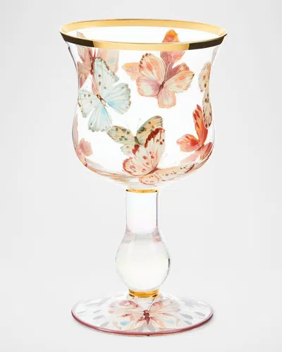 Mackenzie-childs Butterfly Hill Wine Glass In Multi