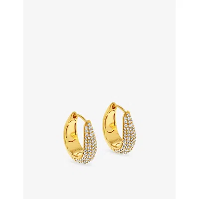 Carat London Womens Hera Pavé 18ct Yellow Gold Vermeil Plated Sterling Silver And Cubic Zirconia Hoop Earrings In Gold