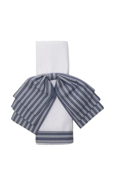 Gohar World Set-of-two Cotton-linen Napkin Bows In Blue