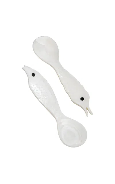 Gohar World Set-of-two Sea Creatures Mother-of-pearl Spoons In White