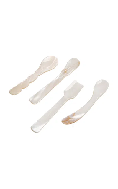 Gohar World Set-of-four Mother-of-pearl Spoons In White