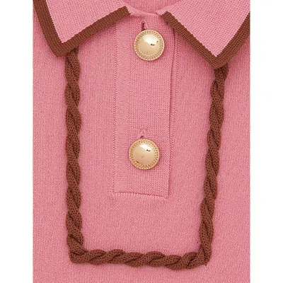 Reiss Pink 9-13 Yrs Twist-piped Knitted Dress In Pink