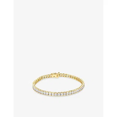 Carat London Womens Kayla Tennis Yellow Gold Vermeil And Cubic Zirconia Bracelet