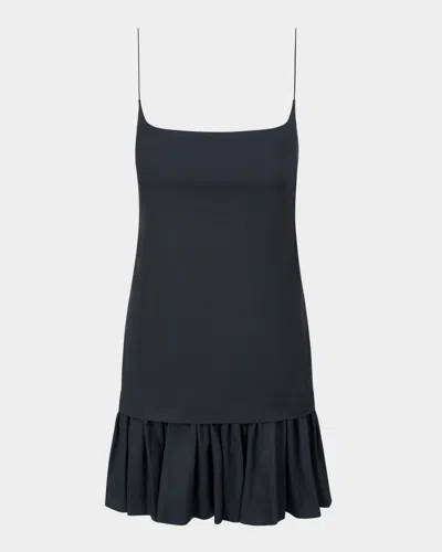 Staud Ari Ruffled Drop-waist Mini Dress In Black