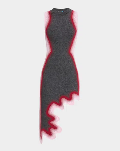Ph5 Hailey Reflective Wavy Asymmetric Dress In Gray