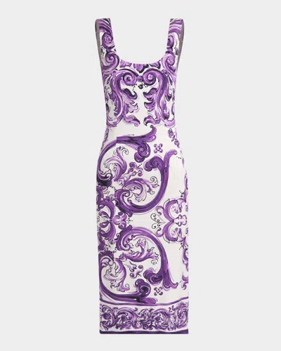 Dolce & Gabbana Scoop Neckline Fitted Silhouette Intricate Pattern In Purple