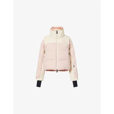 Moncler Womens Pink Stennes Padded Bomber Nylon-down Jacket