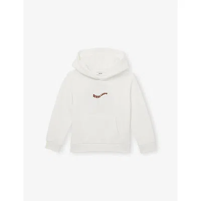 Reiss Off White Manilla Brand-embroidered Cotton-blend Hoody 9 In White