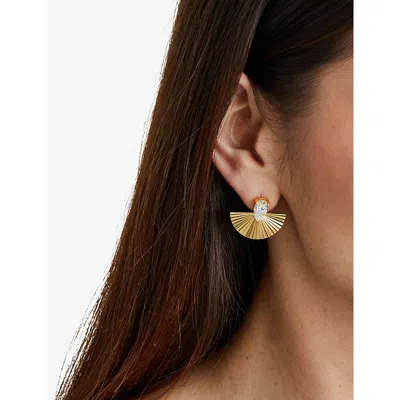 Carat London Womens Celene 18ct Yellow Gold Vermeil Plated Sterling Silver And Cubic Zirconia Large Stud Earrings In Gold