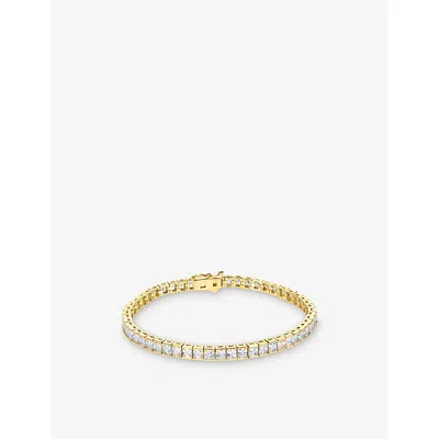 Carat London Womens Kayla Tennis Yellow Gold Vermeil And Cubic Zirconia Bracelet In Gold