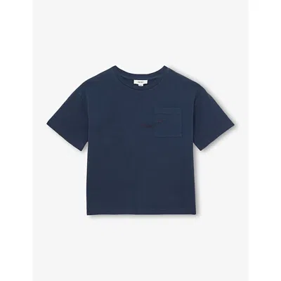Reiss Washed Navy Tane Oversized Cotton-jersey T-shirt 9-13 In Blue