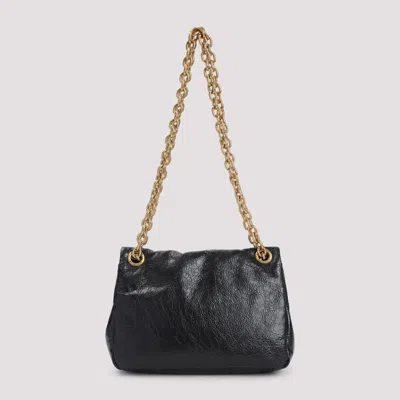 Balenciaga Calf Leather Shoulder Bag With Gold-tone Chain Strap In Black