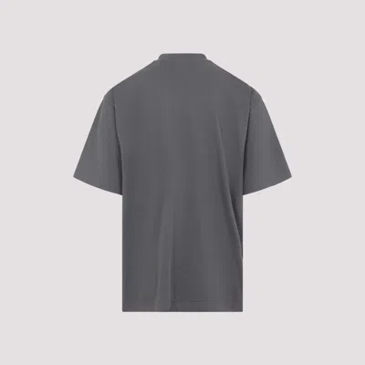 Balenciaga Men Grey Crewneck T-shirt With Logo Embroidery On The Front In Cotton Man In Gray