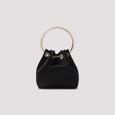 Jimmy Choo Bonbon Handbag With Drawstring Closure And Circular Metal Handle In Black